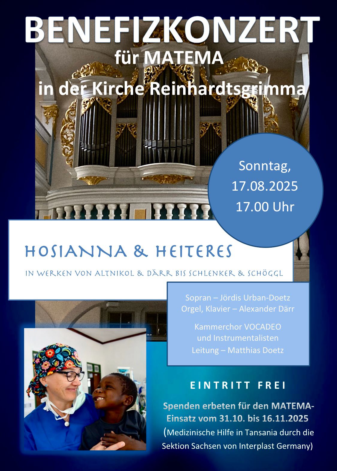 Beitragsbild zu HOSIANNA & HEITERES - BenefizKonzert in Reinhardtsgrimma